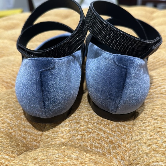 Brunello Cucinelli Blue Velvet Flats - Size 38 (US size 8) - Picture 4 of 12